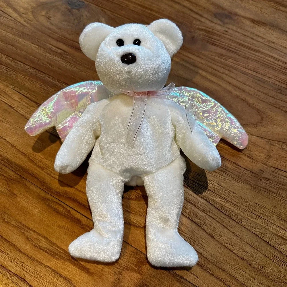 Ty Beanie Babies Halo Angel Bear Stuffed Animal Metallic Wings Collectible 1998